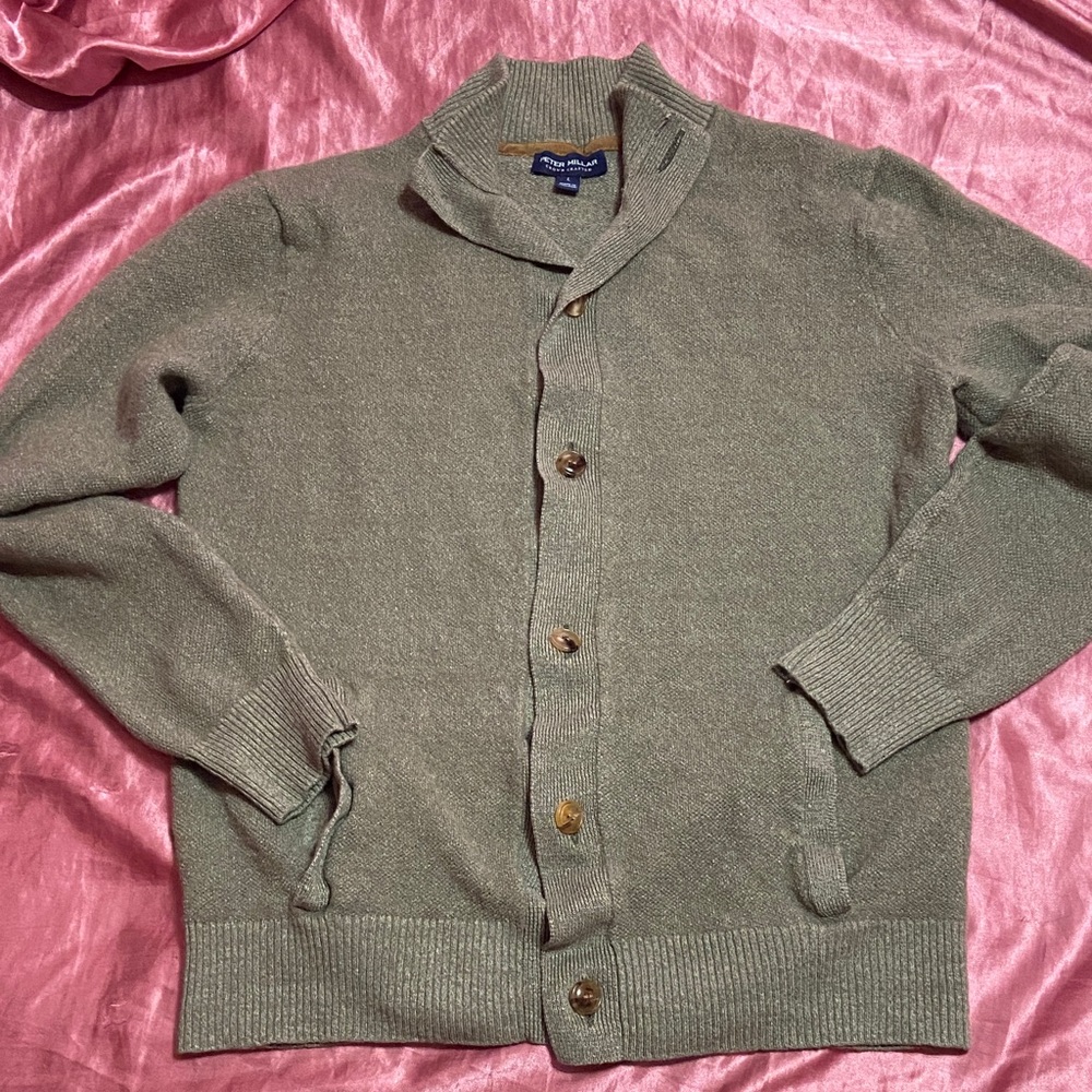 Peter Millar Glasgow Sage Green Sweater Size L